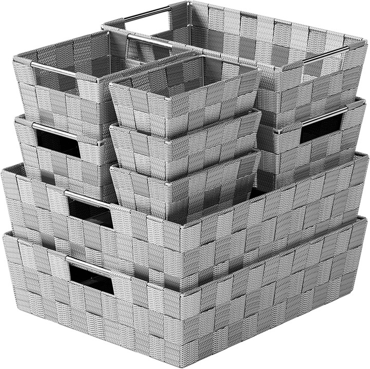 Baskets For Organizing Set Of 9 Dark Grey