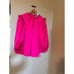 J. Crew XXL Ruffle Sleeve Top Fuschia Hot Pink Satin Crepe Feminine Coquette New