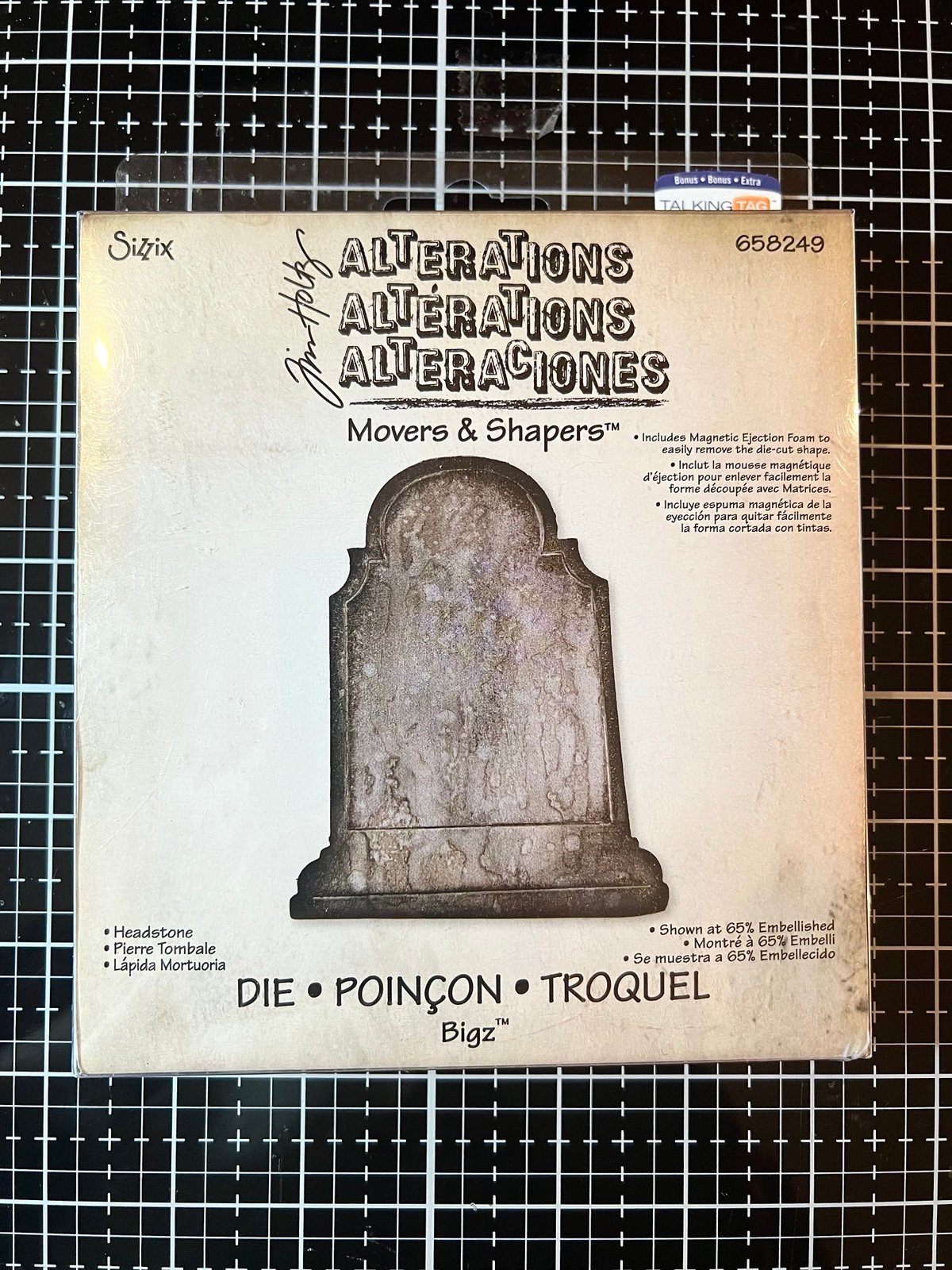 NEW Sizzix Movers & Shapers Die Headstone by Tim Holtz