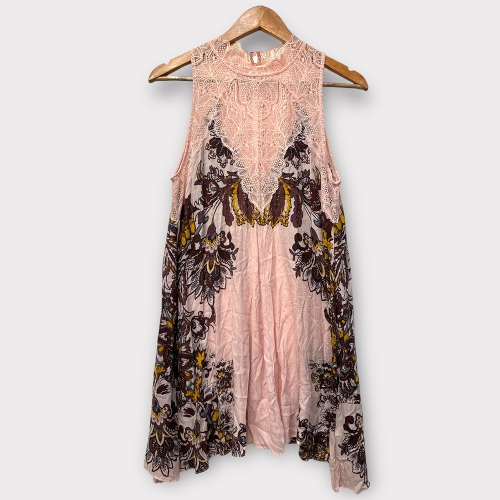 FREE PEOPLE Elegant Pink Lace Romantic Date Summer Dress Sz S
