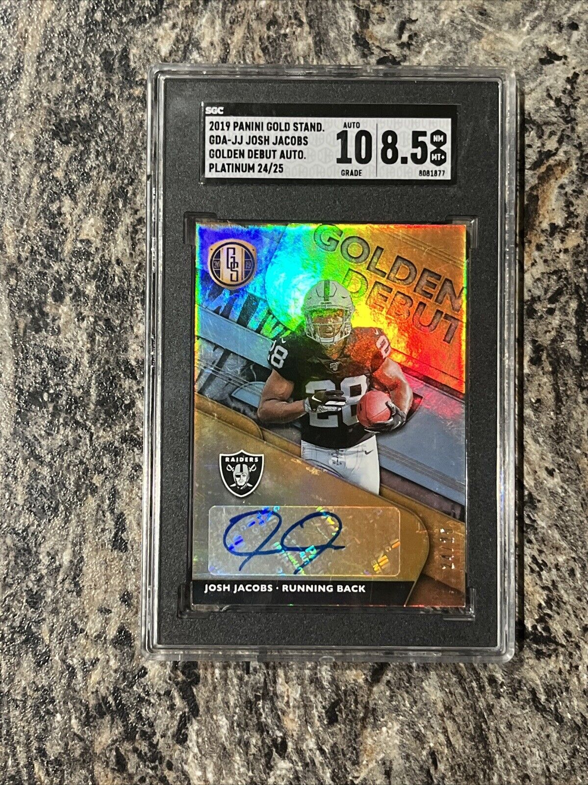Josh Jacobs 2019 Panini Gold Standard Autograph Rookie Debut 24/25 Raiders Auto