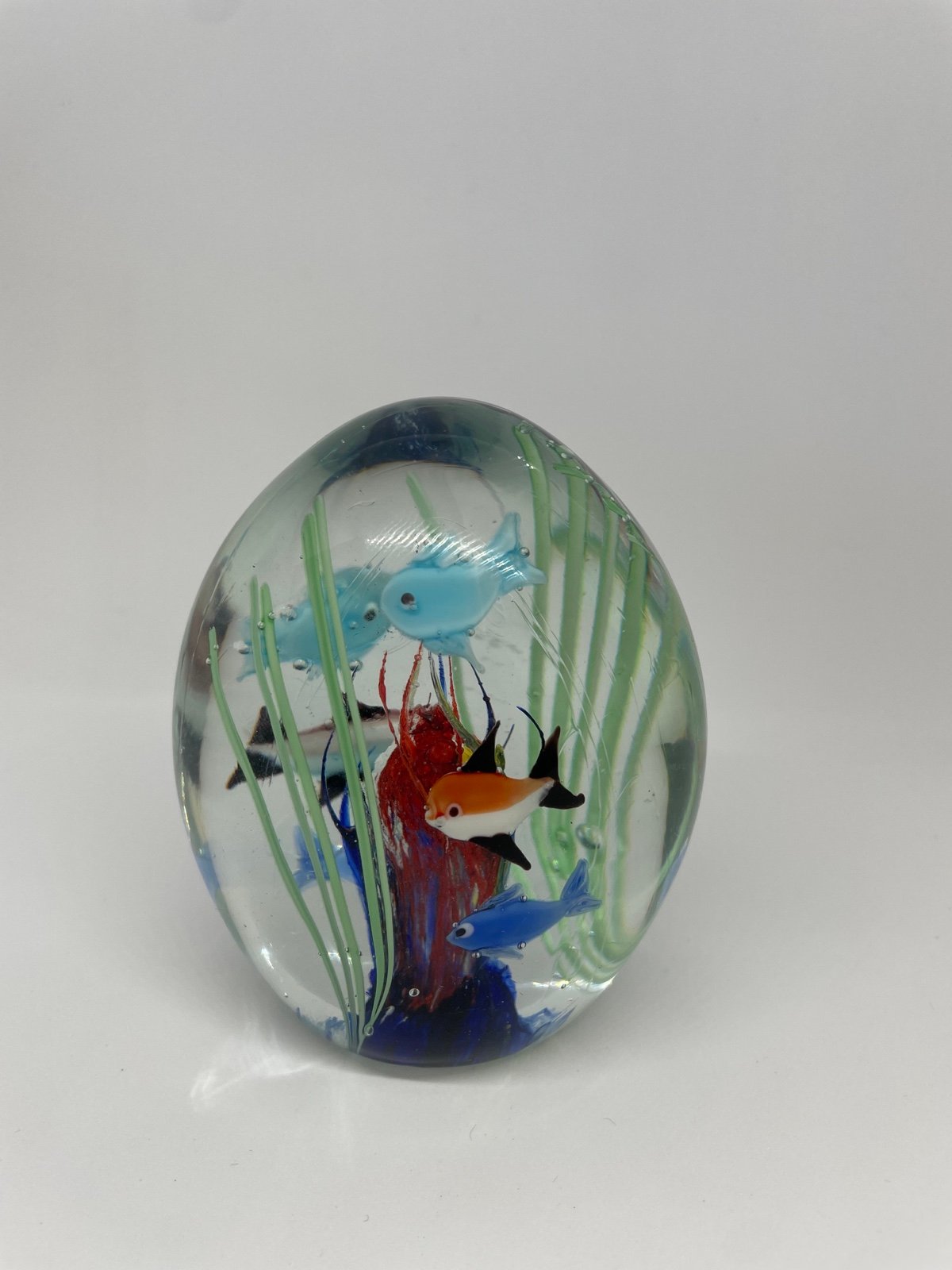 Murano Art Glass Paperweight. Aquarium Egg