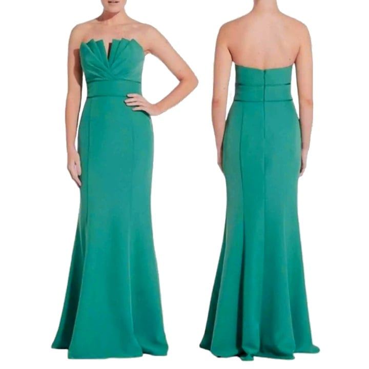 NWT Aidan Mattox Womens Size 6 Spring Green Strapless Mermaid Gown Dress NEW