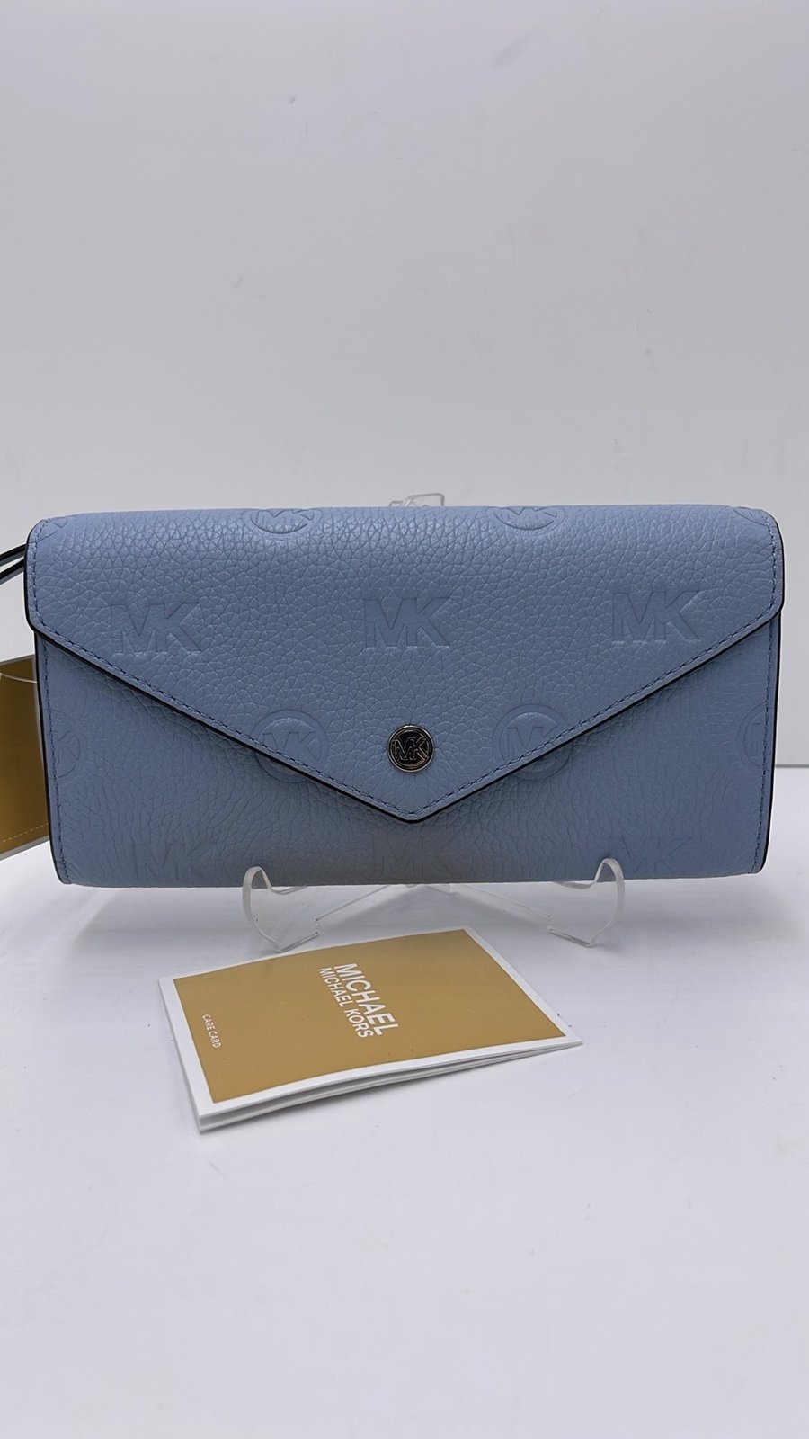 Michael Kors Jet Set Travel Large Logo Embossed Leather Envelope Continental Wal