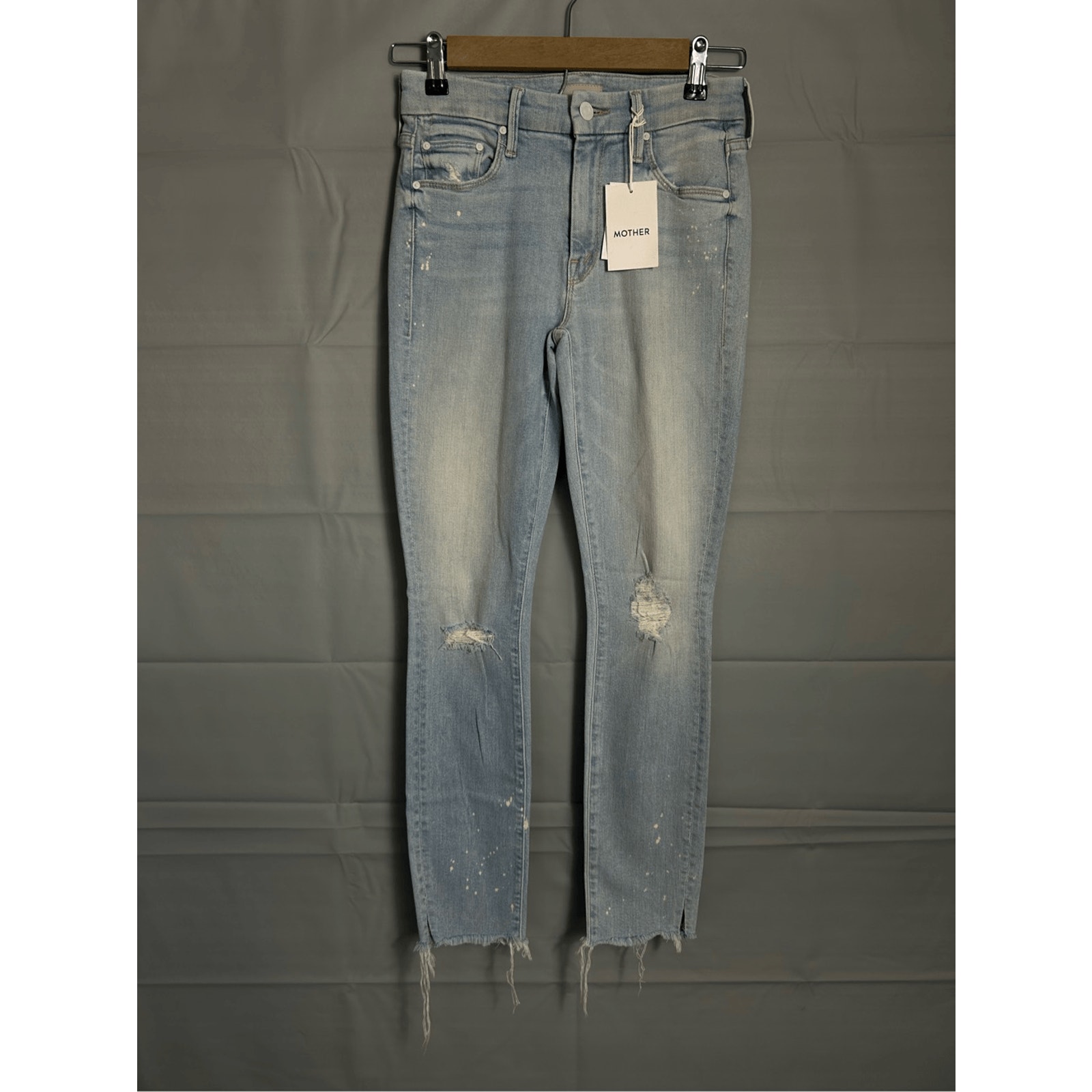 Mother Jeans Womens 24 The Looker Sacred Slit Ankle Nice Shot Distressed Blue