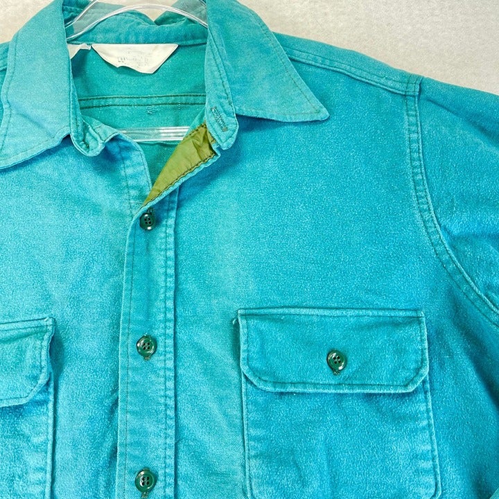 Vintage WOOLRICH Mens XL Blue Fishing Hiking Camping Outdoors Cotton Shacket
