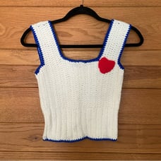 Vintage 70s crochet knit handmade heart tank top