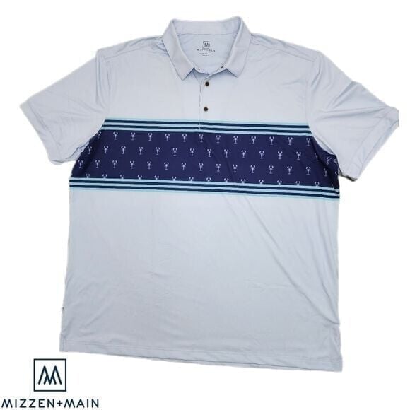 Mizzen+Main Mens XL Blue Short Sleeve Collared Polo Golf Shirt