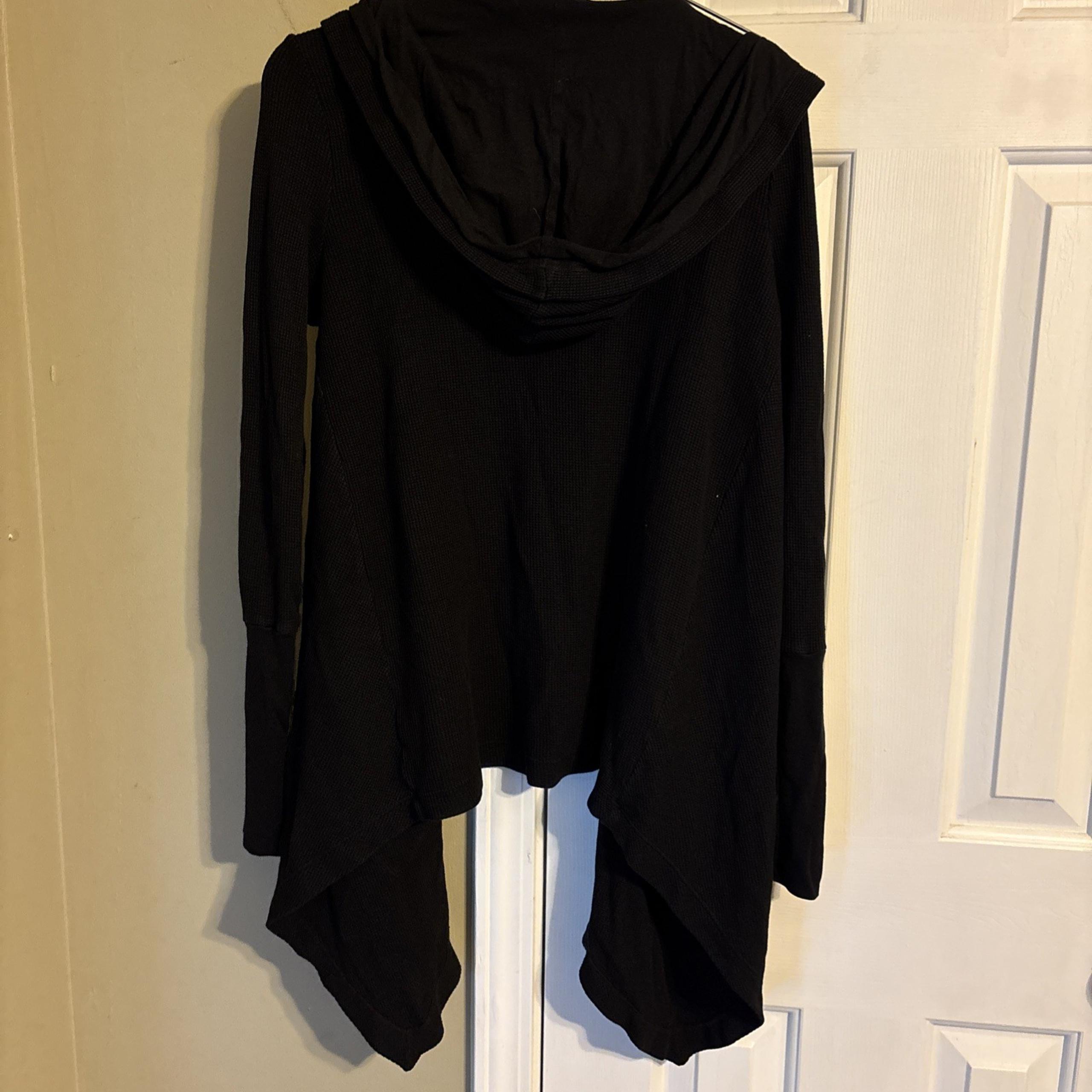 Splendid Women’s Waffle Weave Hooded Open Front Asymmetric Cardigan Size XL
