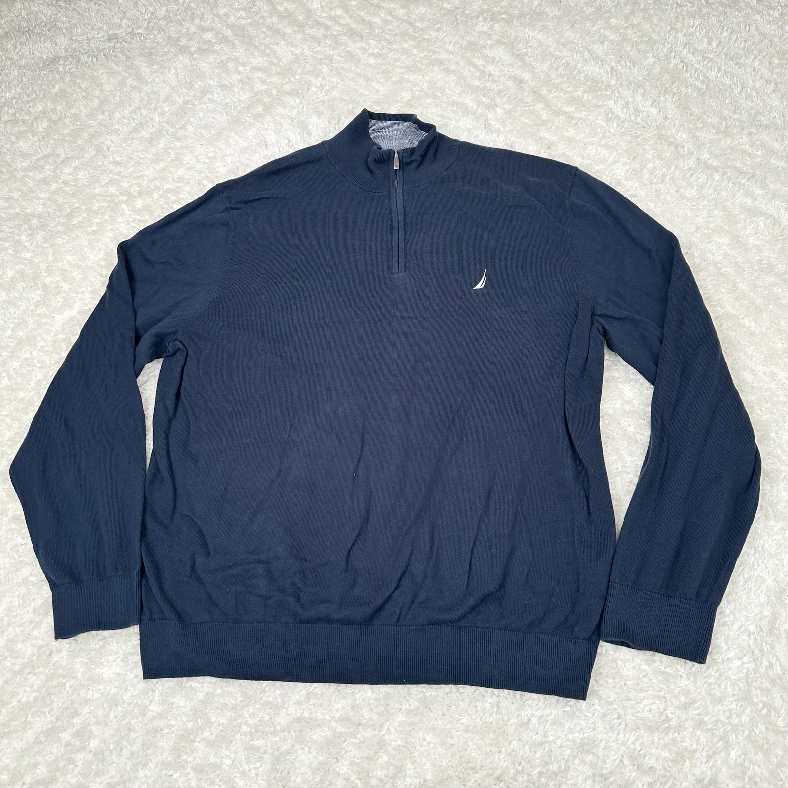 Nautica Men's XL Navy 1/2 Zip Pullover Sweater LS Preppy Nautical Dadcore