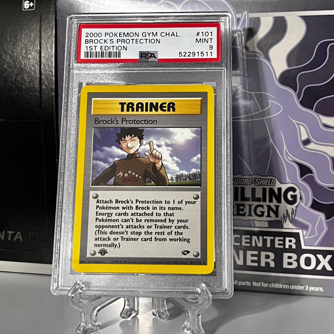 Pokemon Gym Challenge Brock's Protection PSA 9 1st Edition