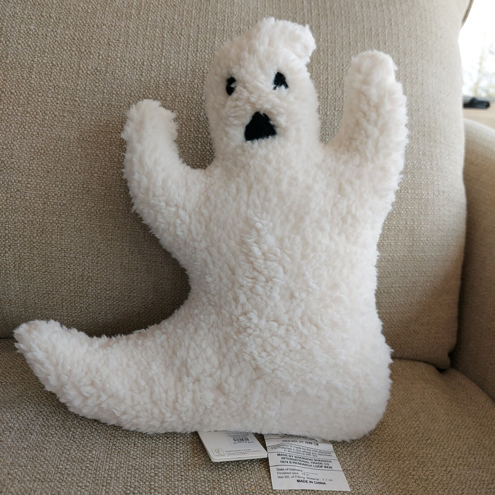 NWT! Pottery Barn Halloween 15 in. Ghost Pillow
