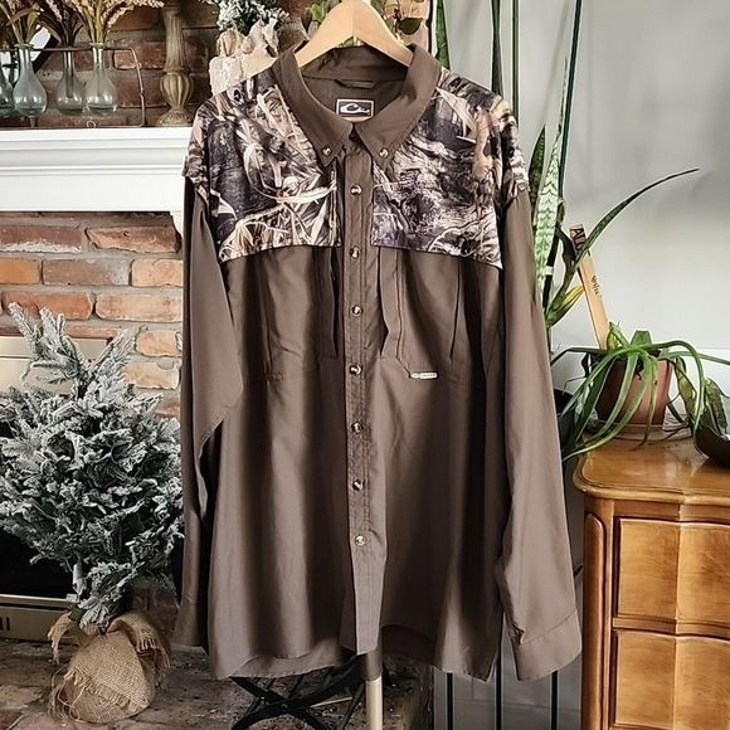 Drake Waterfowl Mens Long Sleeve 2-tone REALTREE MAX-5  Button Down Shirt Sz 2XL