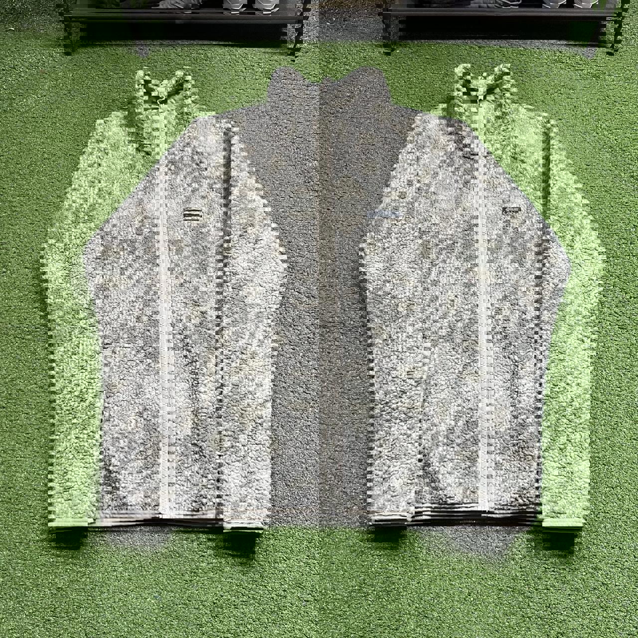 vintage columbia deep pile grey and white fleece jacket