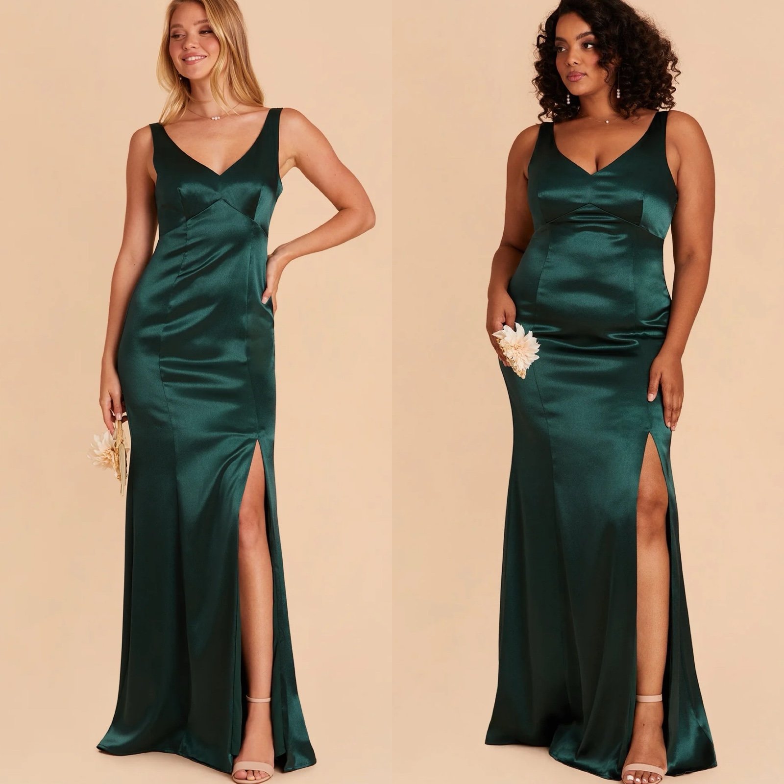 Birdy Grey | Emerald Gloria Shiny Satin Bridesmaid Maxi Dress