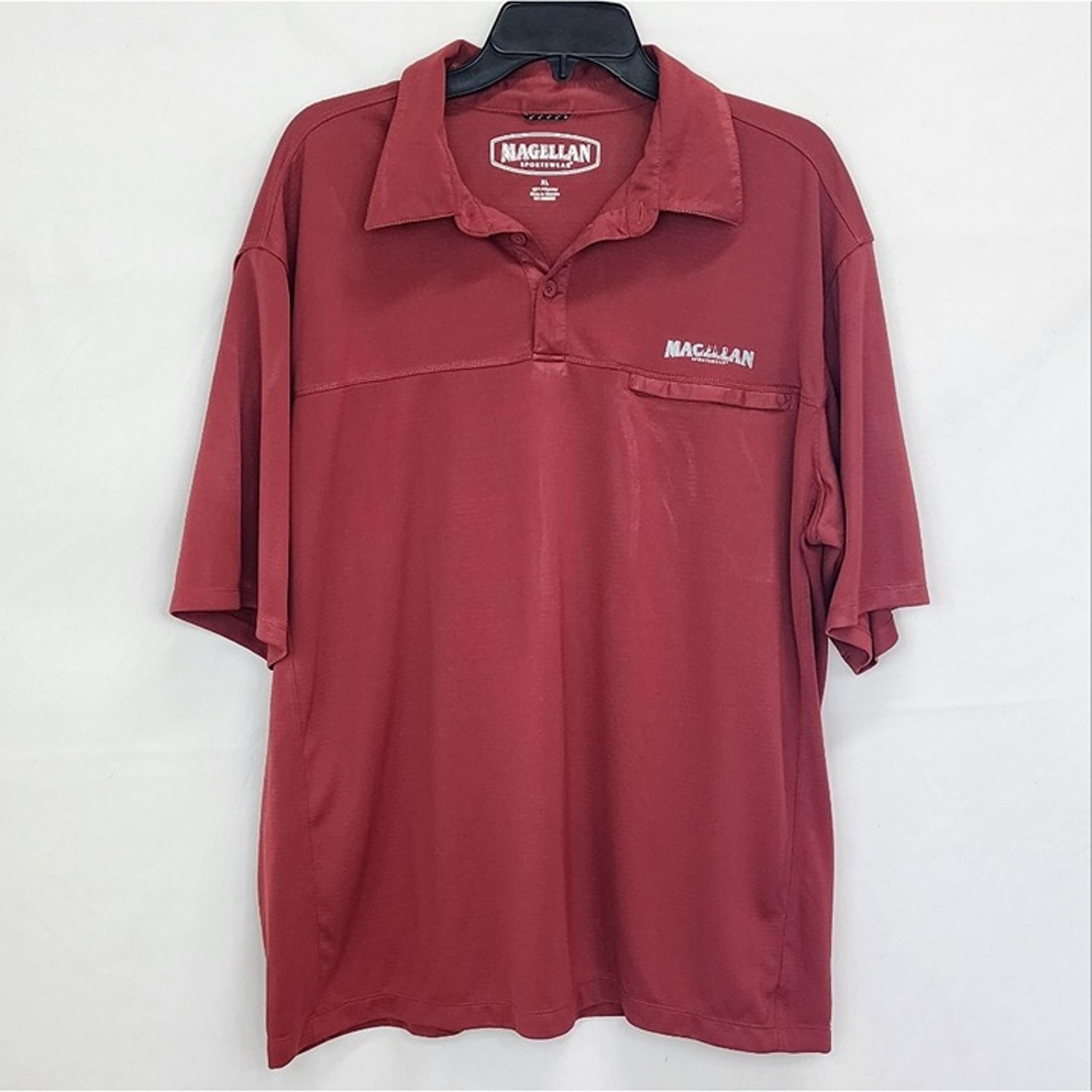 Magellan Sportswear Men's Maroon Collared Short Sleeve Performance Polo Shirt