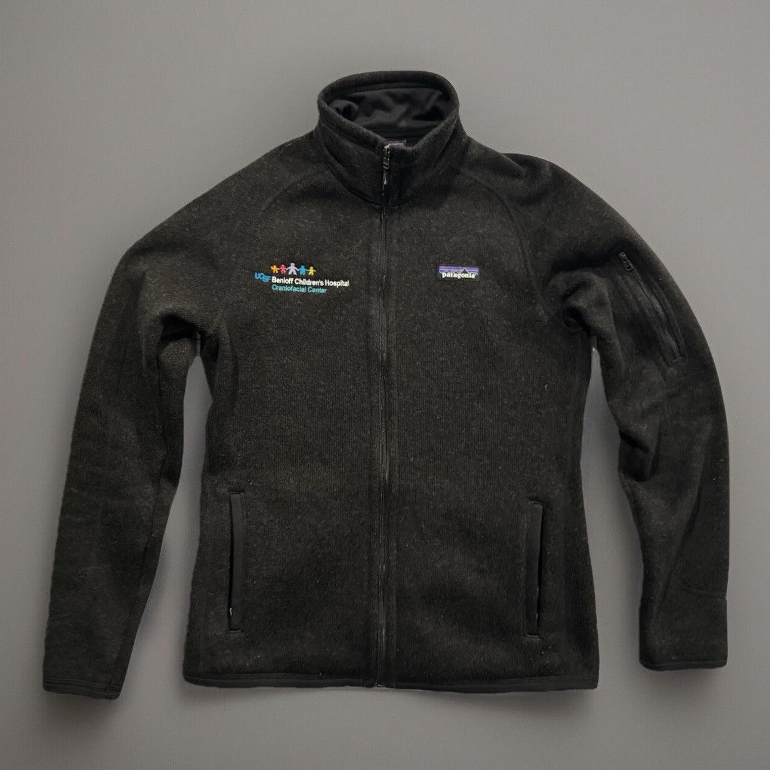 PATAGONIA Womens Better Sweater Jacket Sz S Black Full Zip Fleece UCSF Benioff
