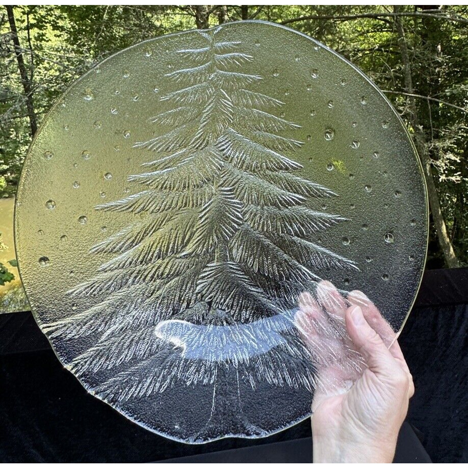 Vintage Mikasa Noel Frosted Hostess Platter Christmas Tree Snow Plate -S1