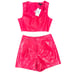 7 For All Mankind Hot Pink Croco Embossed Corset Crop Top Shorts Set M NEW Tags