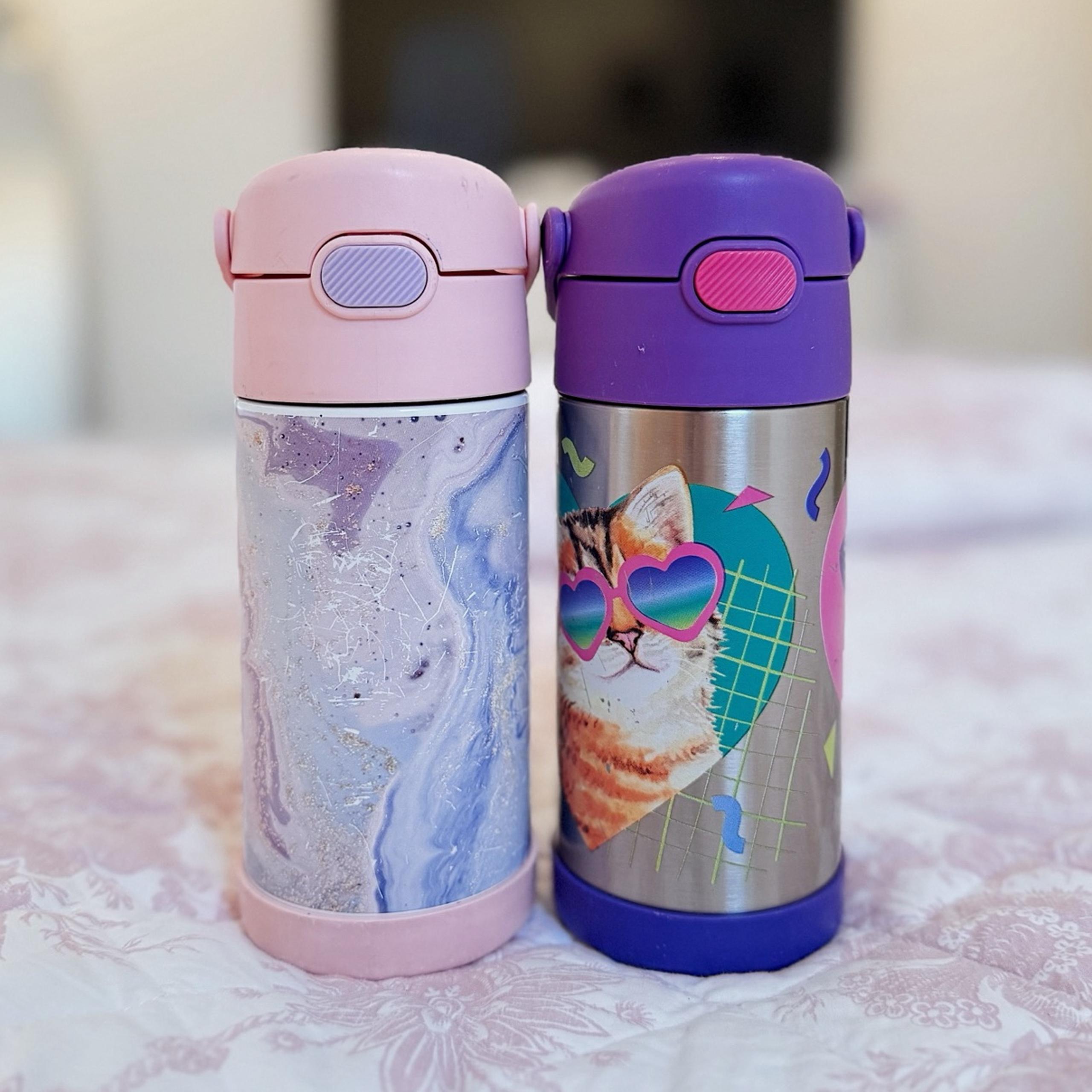 Set of THERMOS FUNTAINER Stainless Steel Water Bottle Cat Dreamy 12 Oz ounce