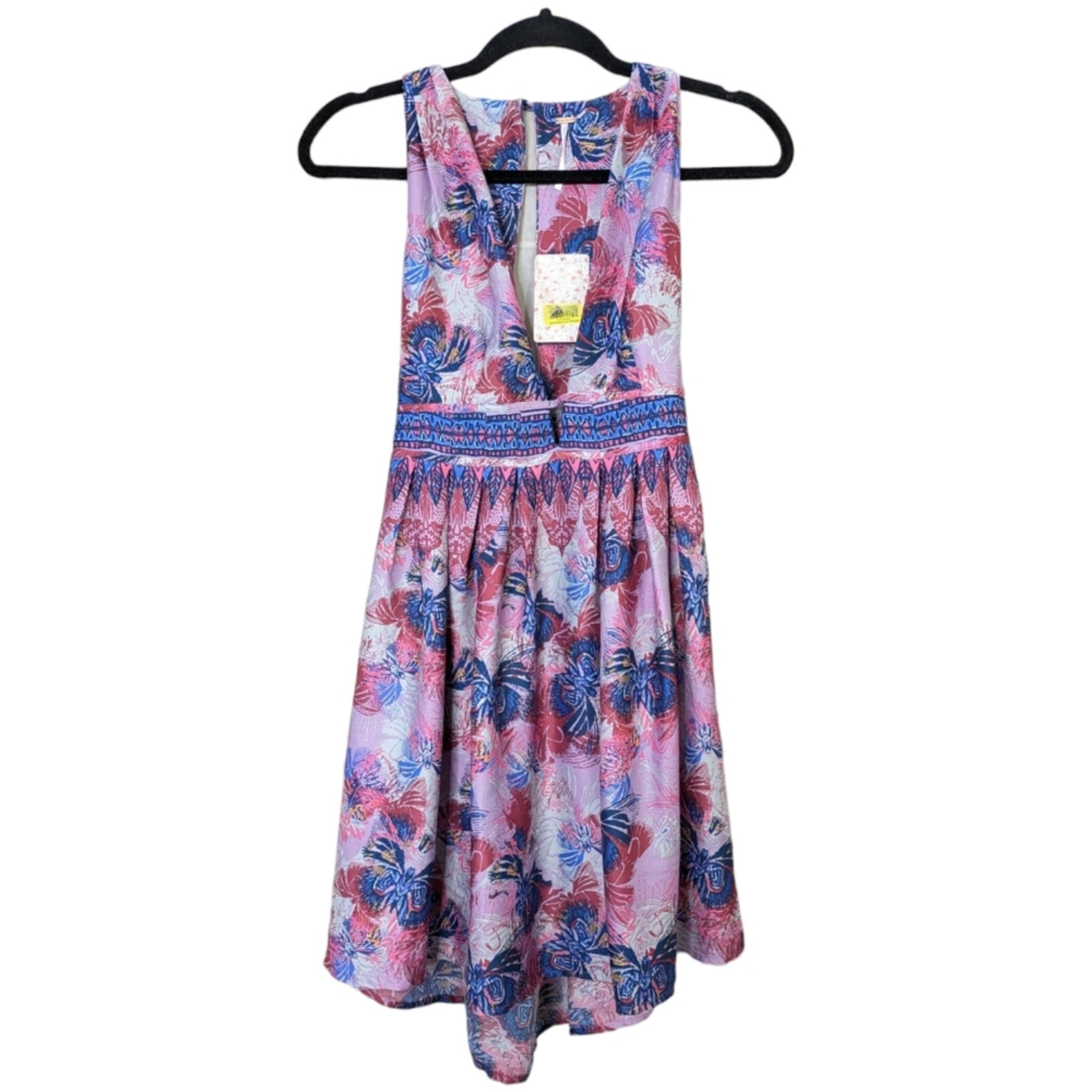 NEW Free People Daydreamin Butterfly Mini Halter Dress Pink Womens XS Flare Back