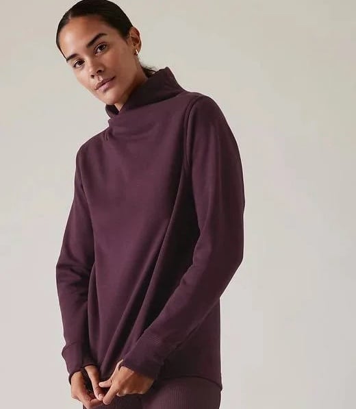 NWT Women’s Burgundy Athleta Long Sleeve Cozy Karma Twist Neck Thick Sweatshirt