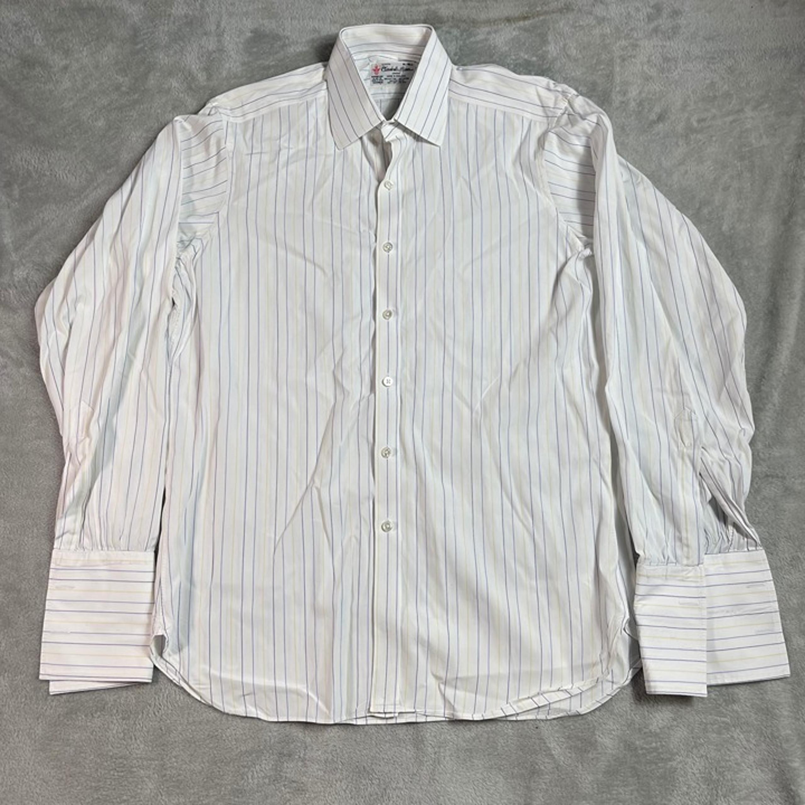 Turnbull Asser Shirt Mens 16-41cm White Pinstripe Long Sleeve Button French Cuff