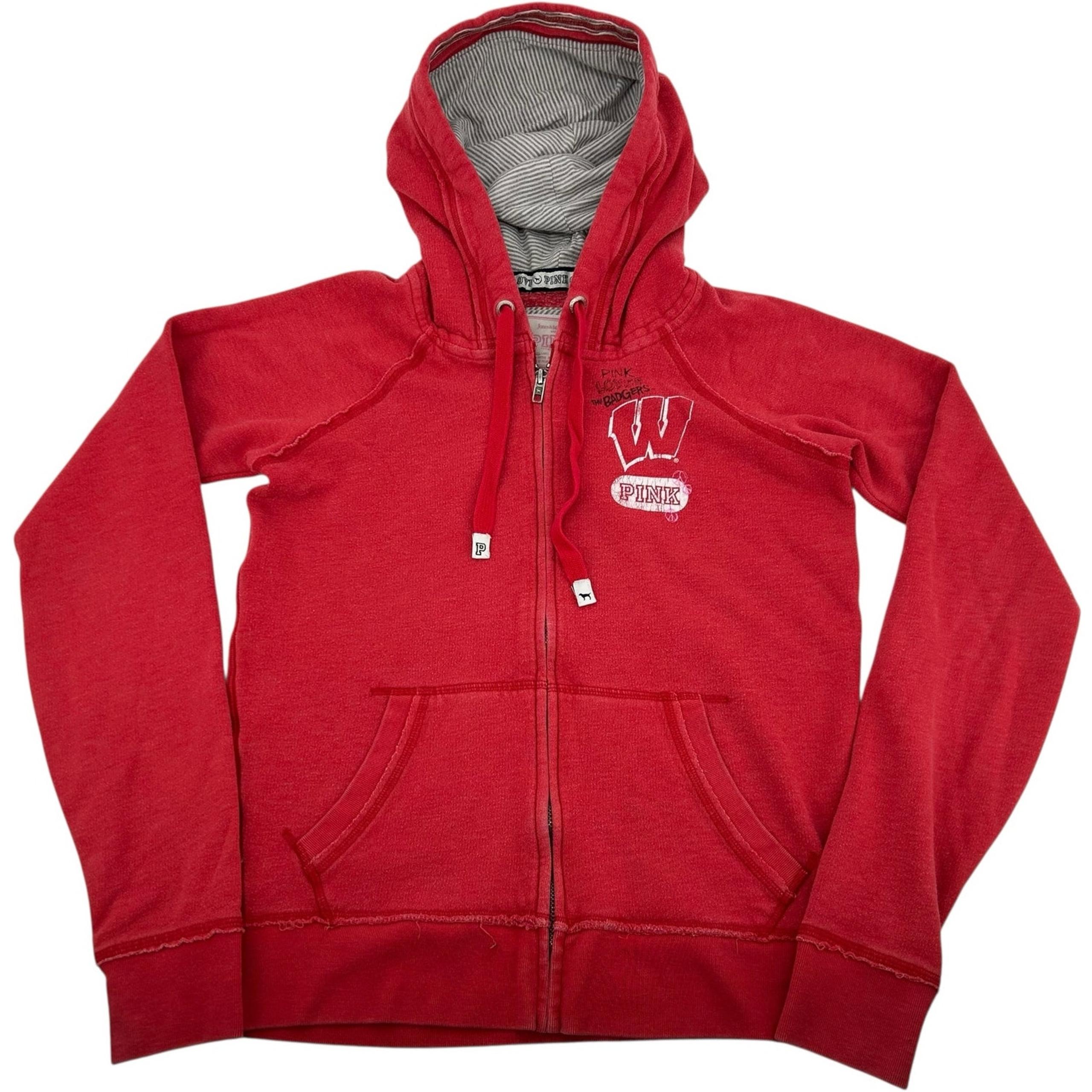 VTG y2k Womens Victoria's Secret PINK Wisconsin Badgers Full Zip Sweatshirt Sz S