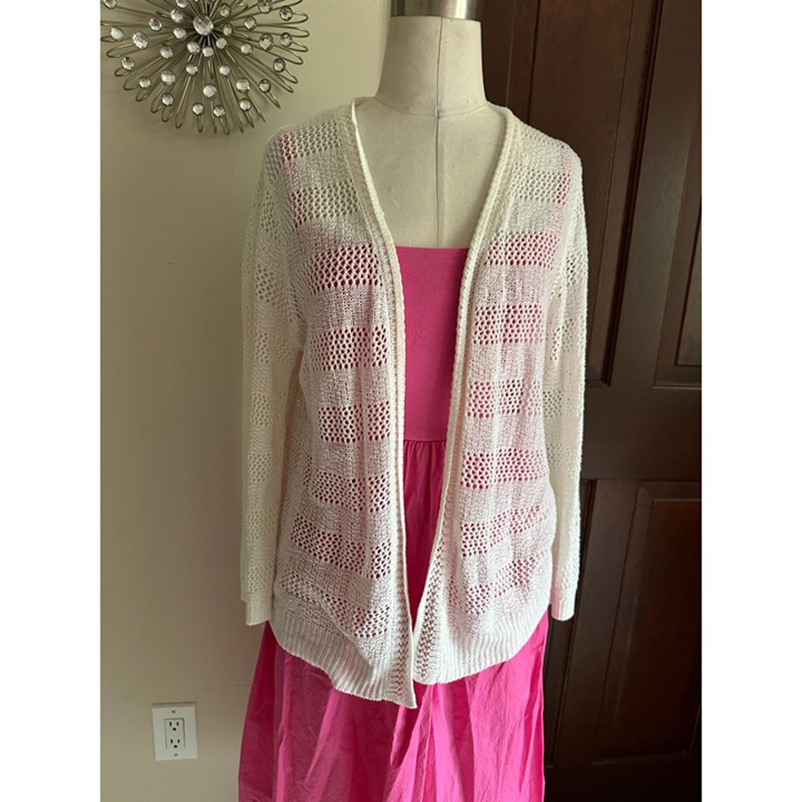 Charter Club ivory knit open front cardigan Large