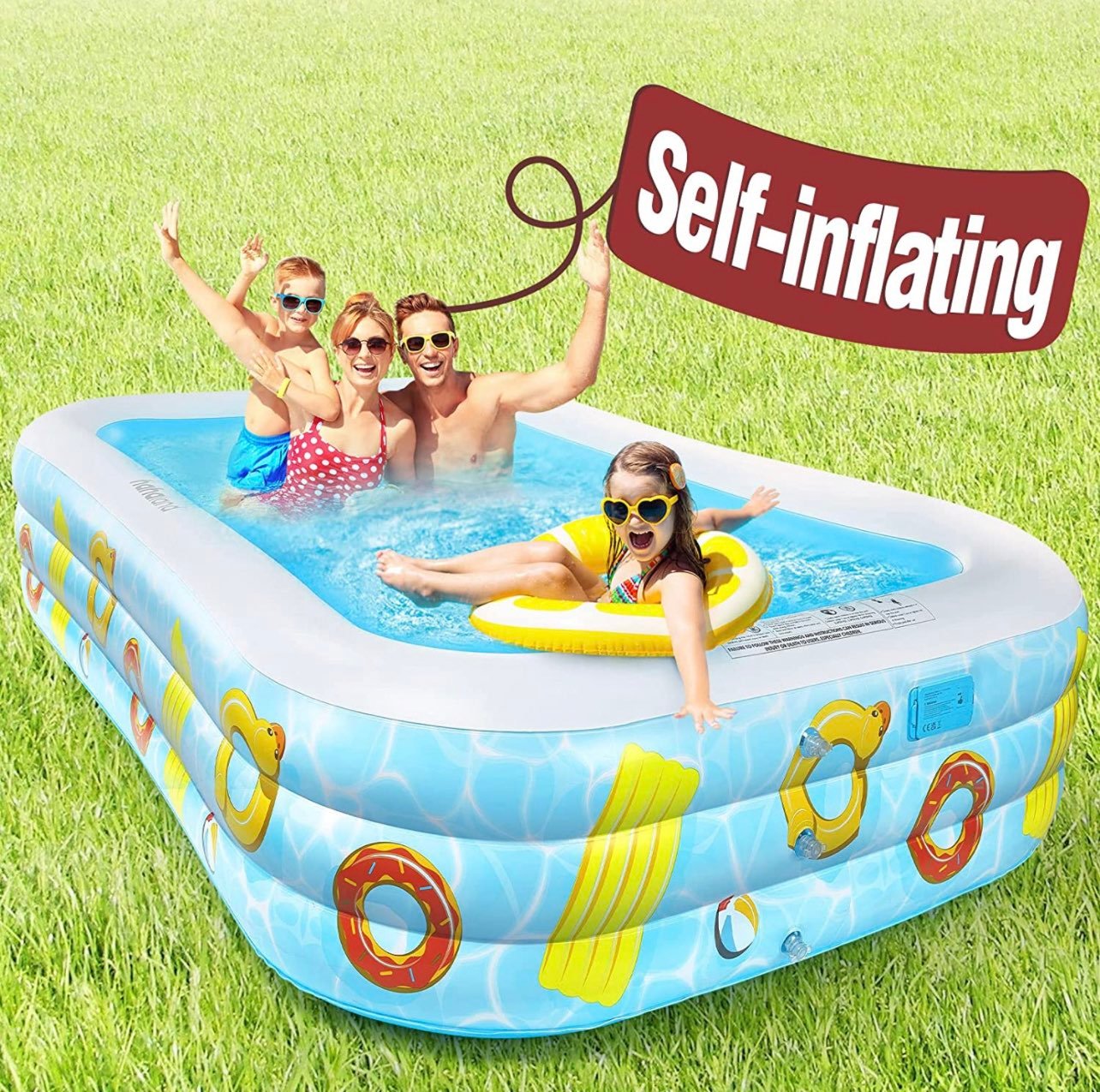 Inflatable Pool SELF Inflating 118 x 72 x 20