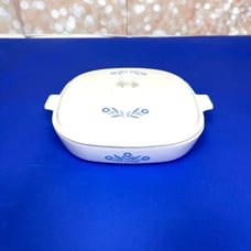 Vintage 70s Corning Cornflower Blue 10” Casserole Dish with Ceramic L