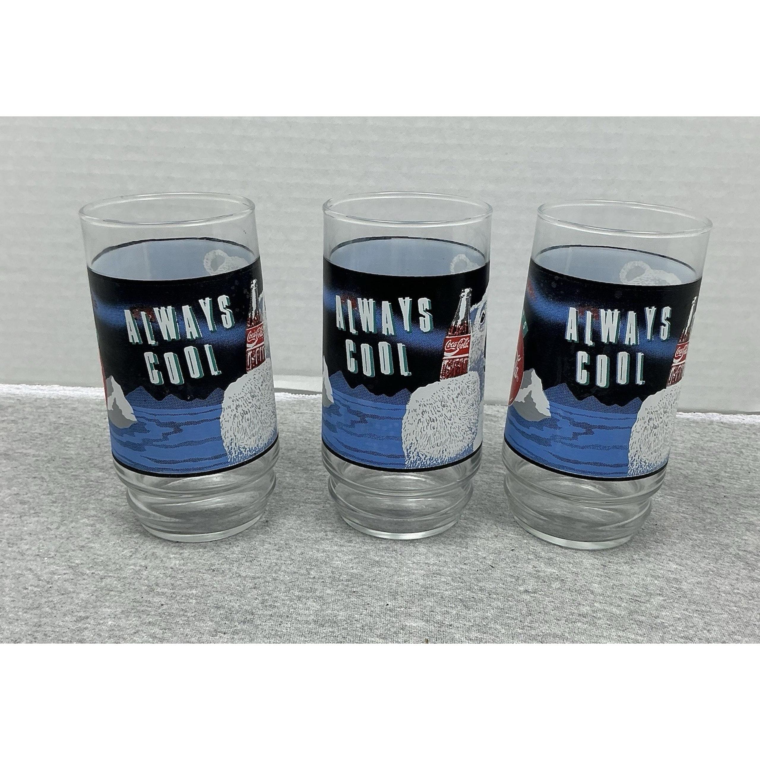 Vintage Coca-Cola “Always Cool” Polar Bear Clear Drinking Glasses (Set of 3)