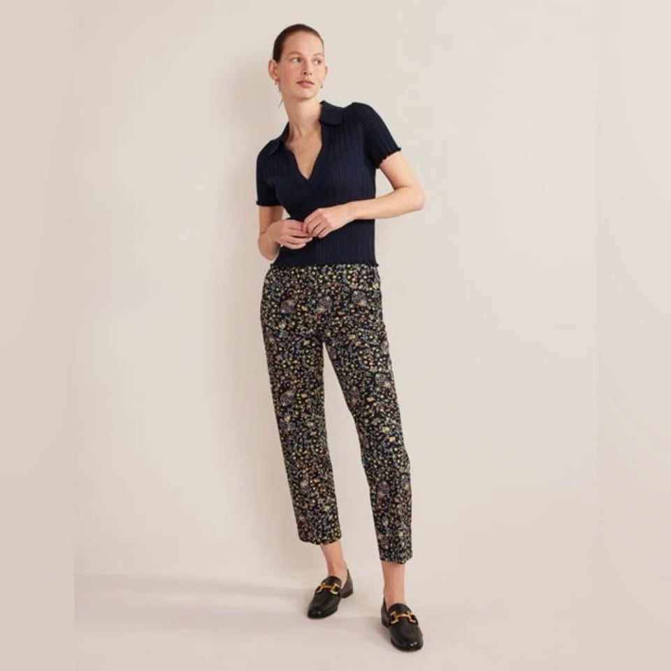 NWT Boden Wildflower Paisley Print Bi-Stretch Straight Leg Trousers Size 2