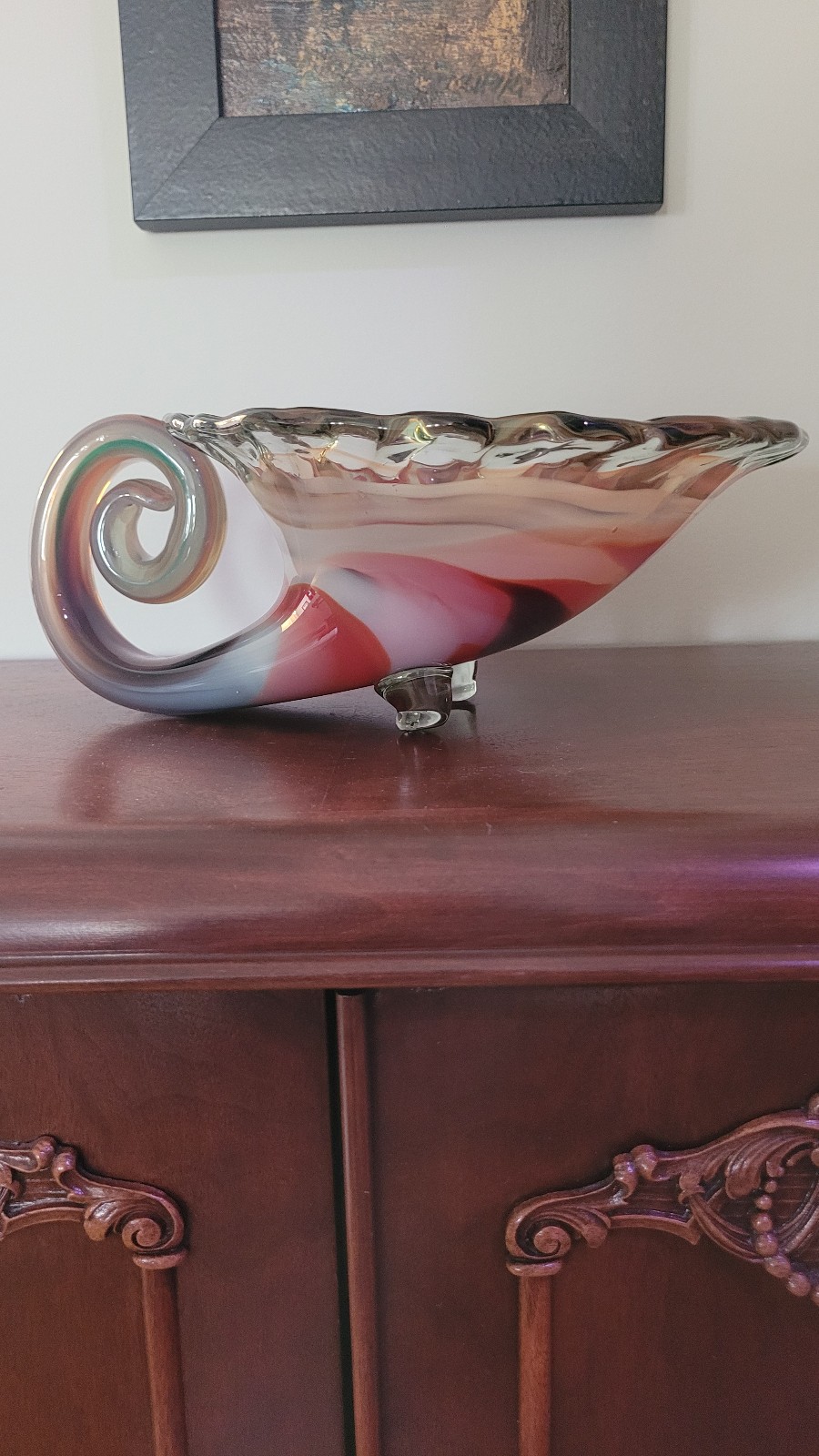 vintage #1940s #artglass #cornucopia footed bowl