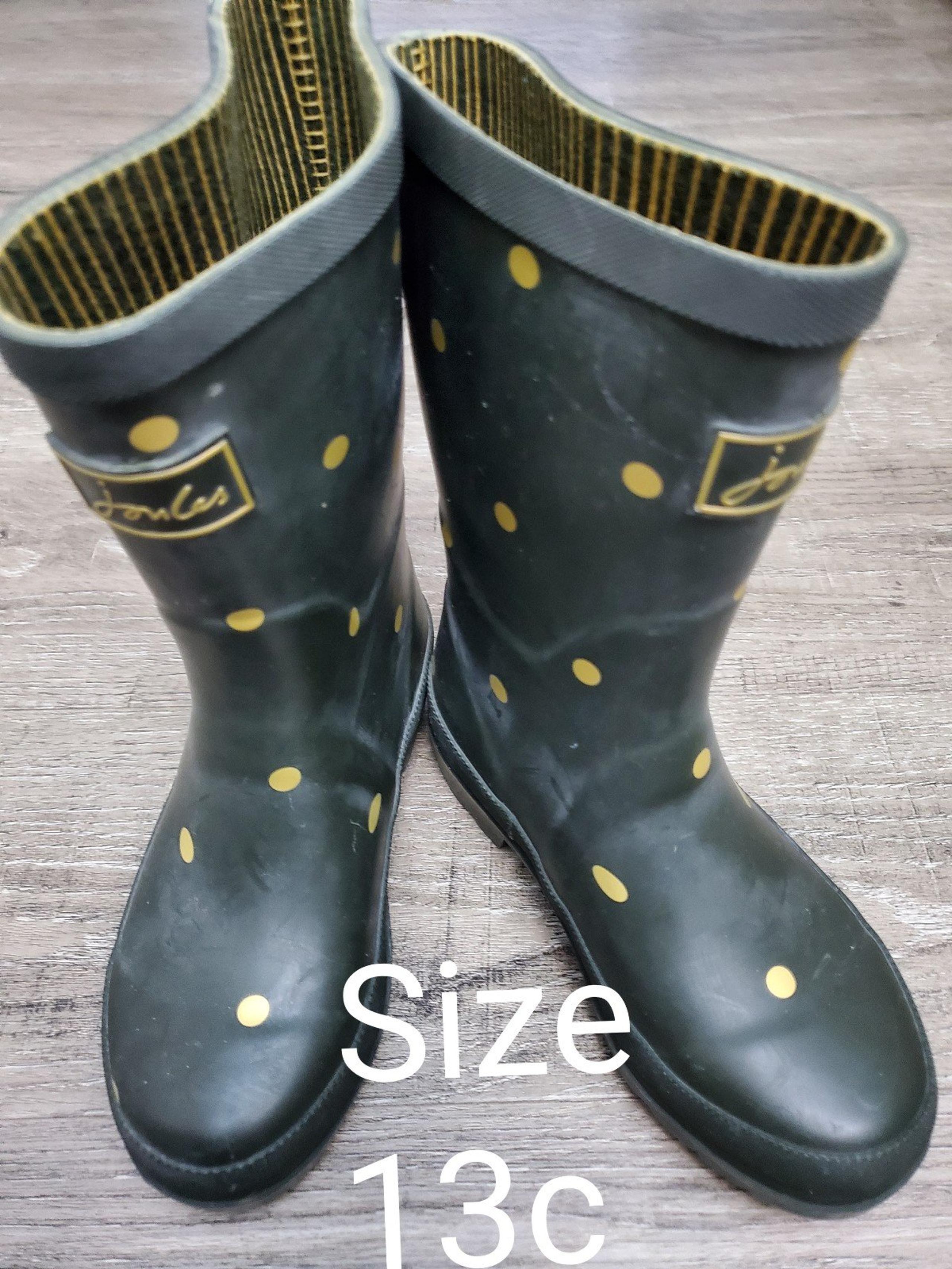Green and Gold Joules Rainboots size 13 youth- NEW