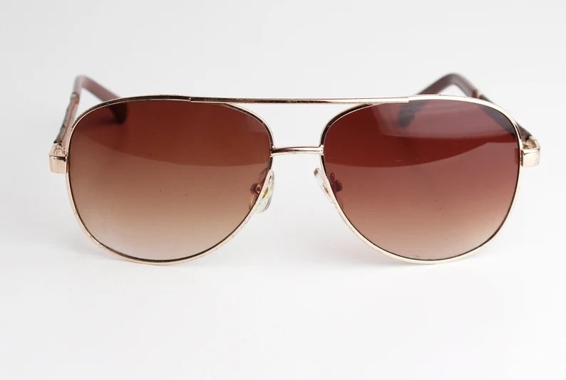 Vintage 90s Gold Frame Aviator Men's Sunglasses with Brown Lenses with Leather