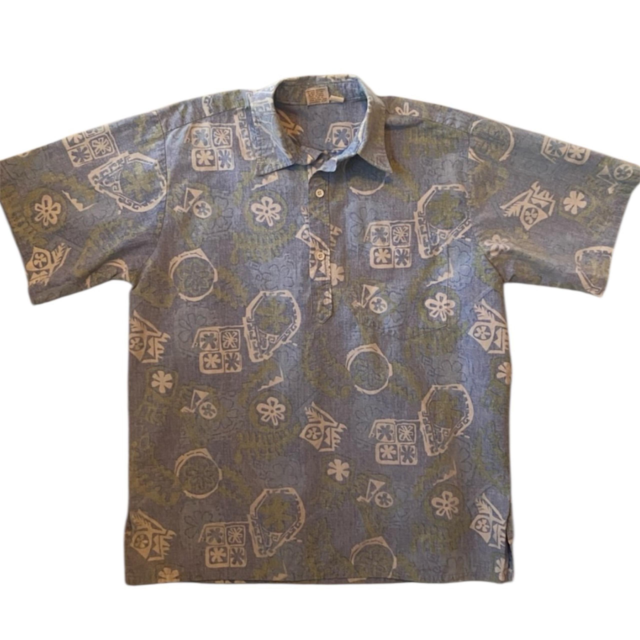 1980’S GO BAREFOOT Shirt Men’s Large Hawaiian Print Aloha