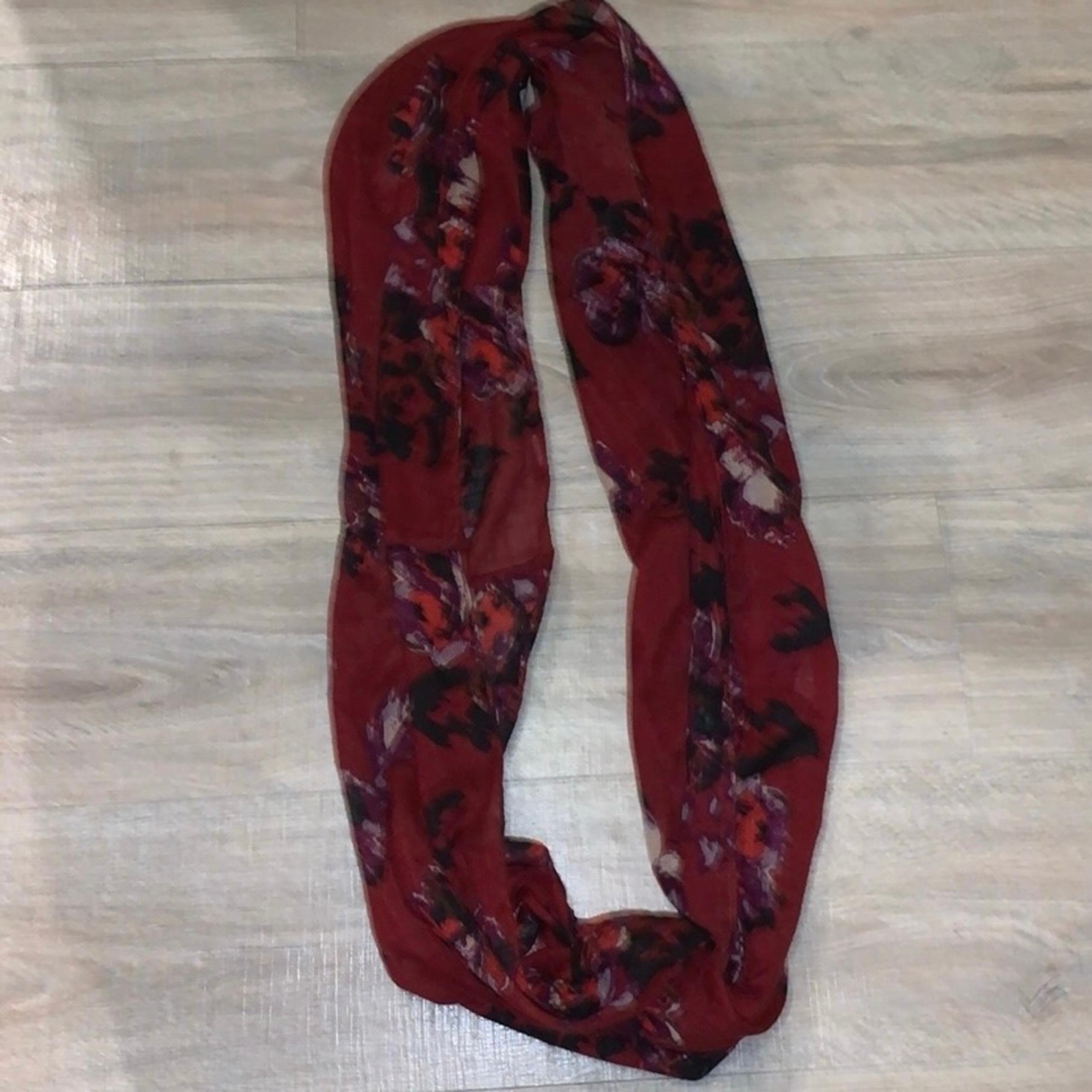 Maurices maroon floral lightweight circle infinity scarf