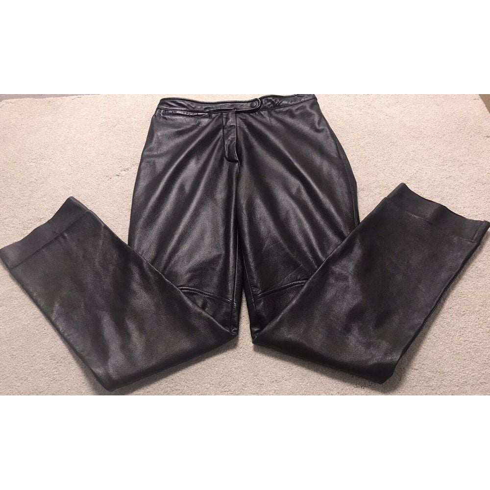 Wilson's Womens Size 12x32 Black Raw Hem Leather Pants Dry Clean Only