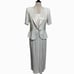 2162)Vintage S.L Fashions 2 pcs Cream Satin Trimmed Jacket Dress Size 8
