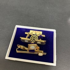 Gold Tie Clip and Cufflinks Set with Case