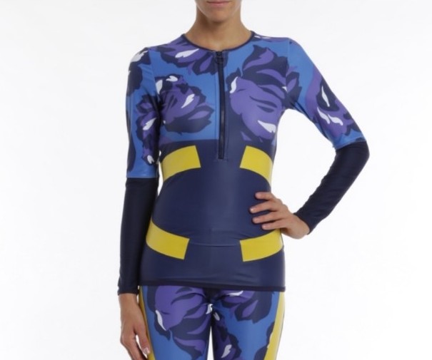 Adidas by Stella McCartney Blue Yellow Running Top 1/2 Zip Sz Small