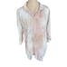 Wilfred 100% Silk Womens Size Small Cream/pink Hi Low Henley Blouse Top