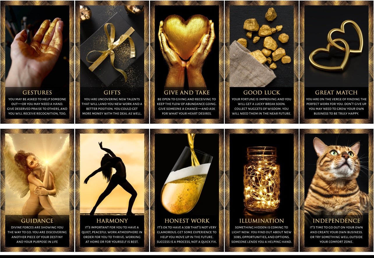 Golden career Oracle Prosperity Deck Cards…EXCELLENT..OOP..Etsy..Indie..80 Cards
