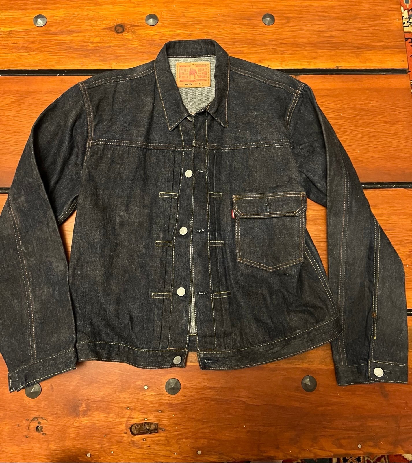 BRONSON MFG. CO. Lot 806XX Men’s Large W 42 Denim Jacket, Hand Waxed Waterproof