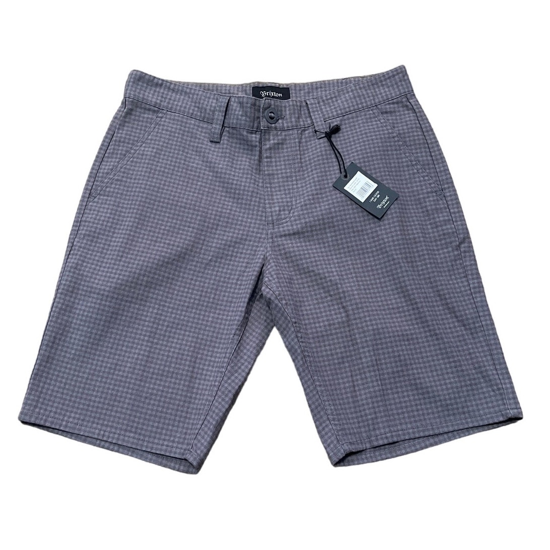Brixton Toil II Hemmed Gray Plaid Gingham Chino Shorts Regular Fit Size 32 NWT