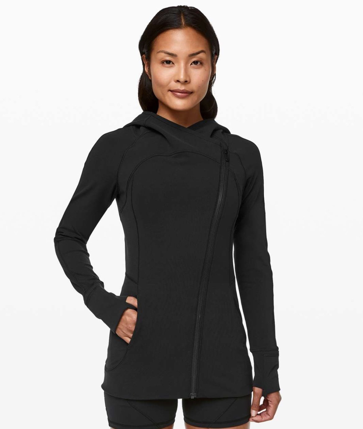 Lululemon Every Journey Hoodie Jacket Zip Up Black Womens Size 6 Stretch Fitted