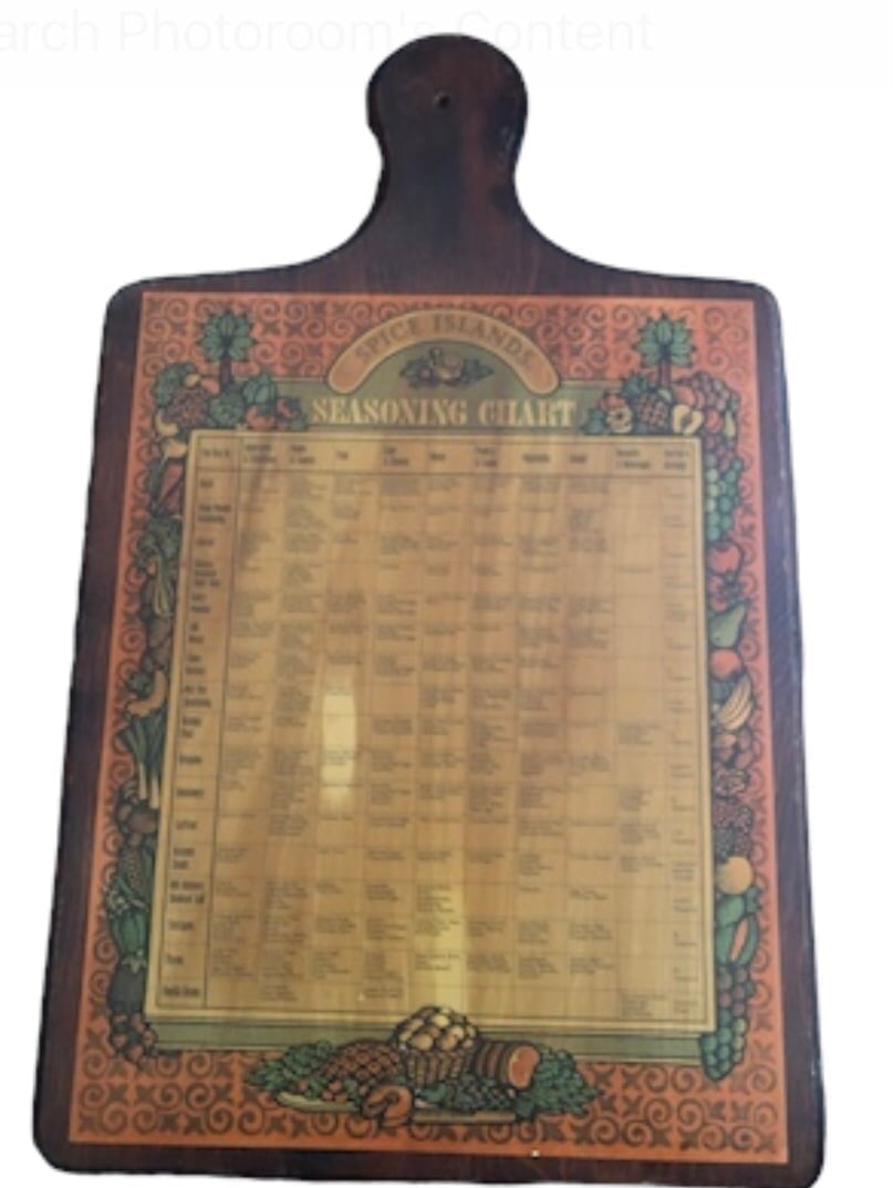 Vintage Spice Islands Seasoning Chart Wooden Chart