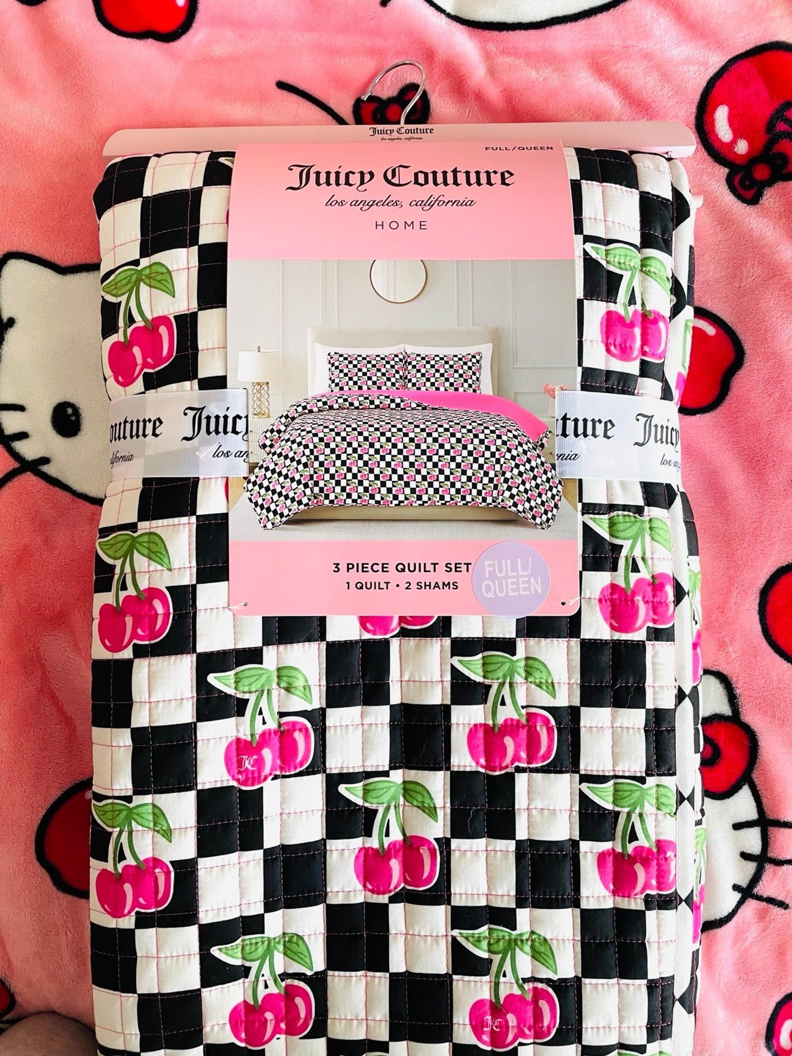 New Juicy Couture Pink Cherries Quilt Set