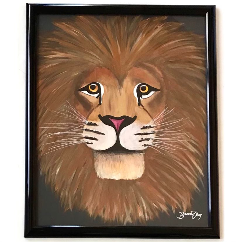 Handmade Lion Painting 16x20 Wall decor